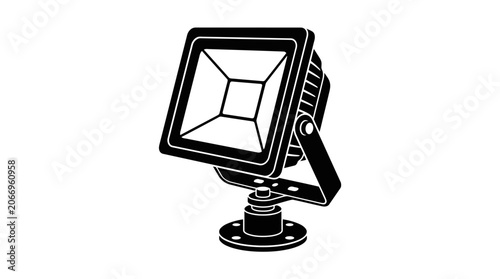 Fotografie Floodlight Silhouette On White Background Architectural Lighting Fixture