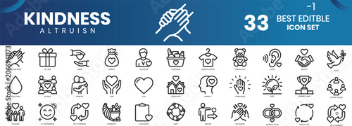 Obraz na płótnie Hand holding heart outline icon set for charity design