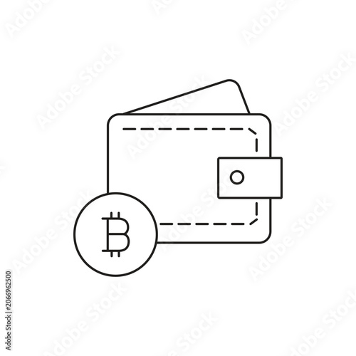 Bitcoin crypto wallet single icon with editable stroke, highly useful for cryptocurrency storage apps, digital asset management, and decentralized finance platforms.