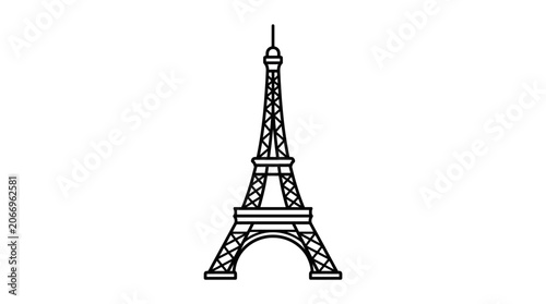 Black and White Eiffel Tower Illustration.