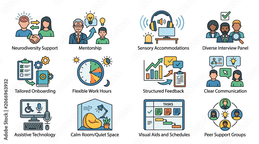 Fototapeta premium Business Management and Teamwork Icons Set.