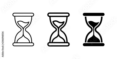 Hourglass Icons Set, Time Management Symbols, Sand Timer Vector Graphics, Countdown Clocks