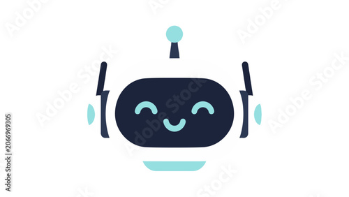 Bild auf Leinwand Cute smiling chatbot robot head vector icon on white background