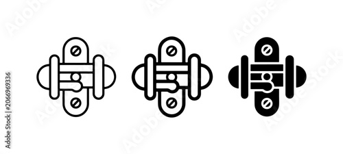 Door Latch Icons, Cabinet Hardware Set, Security Fastener Vector Graphics