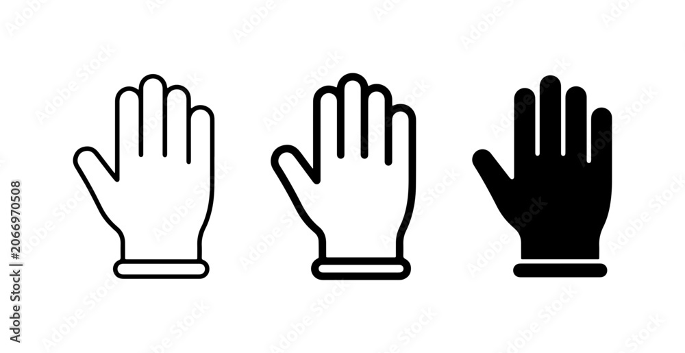 Fototapeta premium Glove Icons Set, Hand Symbols, Protective Wear, Medical and Safety Graphics