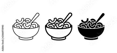 Foto Macaroni Pasta in Bowl Icons, Simple Food Vector Graphics, Black and White Meal