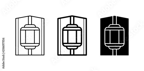 Bild auf Leinwand Asian Lantern Icons, Traditional Oriental Light Symbols, Vector Graphics Set