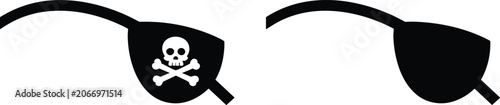 Konstfotografi Bold high contrast black pirate eyepatch icons with skull and crossbones motif for adventurous buccaneer party themes