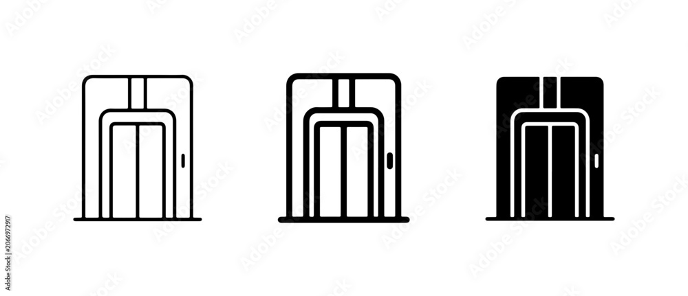Obraz premium Elevator Icons Set, Modern Lift Symbols, Vertical Transport Vector Graphics