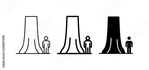 Bild auf Leinwand Tree Size Comparison Icons, Scale and Proportion Vector Graphics, Nature Element