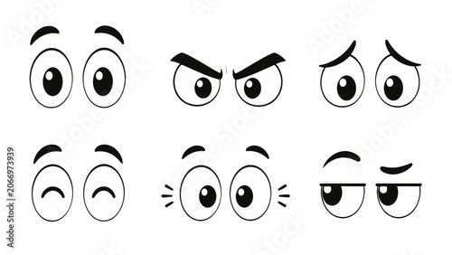 Photos Set of cartoon eyes with varied facial expressions on white