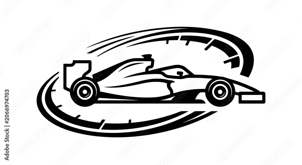 Naklejka premium Racing car speeding on a track.