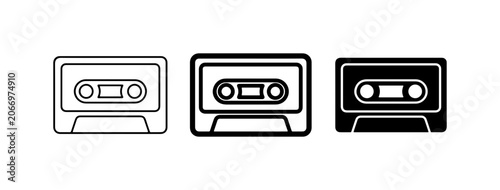 Cassette Tape Icons, Retro Audio Storage, Vintage Music Media, Analog Sound Recording