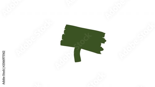 Animated Green Wooden Signboard Icon