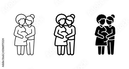 Foto Pregnant Couple Icons, Family Planning Symbols, Maternity Care Vector Graphics