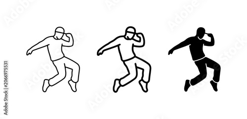 Foto Breakdancer Icon Set, Hip Hop Dancer Silhouette, Urban Dance Moves, Vector Graph