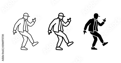 Foto Hip Hop Dancer Icons, Breakdancer Silhouette, Urban Street Dance Vector Art
