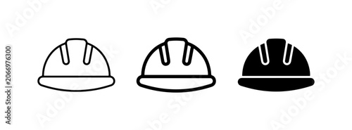 Hard Hat Icons, Safety Helmets, Construction Headwear, Protective Gear Vector Set