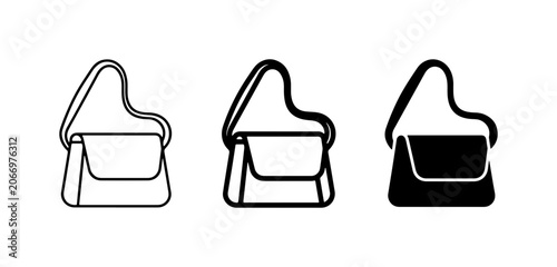 Shoulder Bag Icons, Minimalist Purse Vector Set, Fashion Accessory Graphics