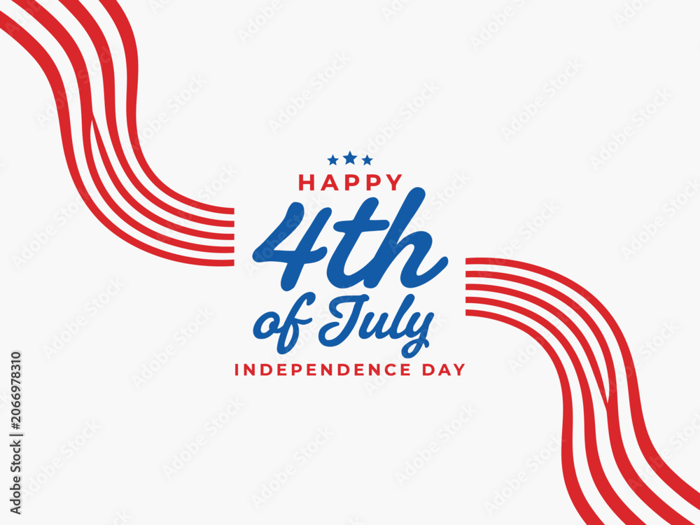 Obraz premium Happy 4th of July Independence Day celebration text with red and blue design