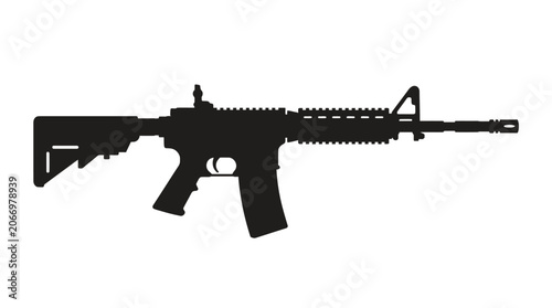 Schilderij op canvas Assault rifle silhouette on a white background a black shape