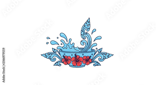 Stylish blue and red water splash.