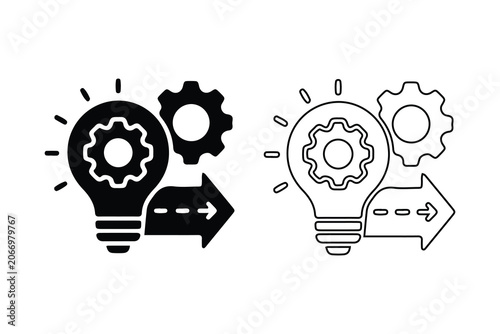 Obraz na płótnie Creative innovation idea generation gear lightbulb icon
