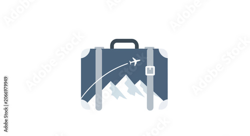 Suitcase with Airplane Travel Icon Design.
