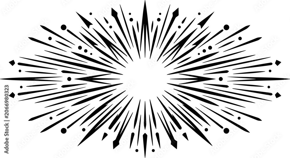 Naklejka premium Black and white abstract burst design element.