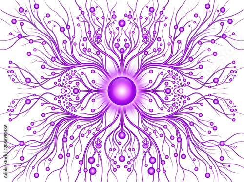 Abstract purple and pink neural network pattern.