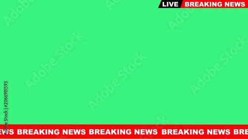Green background live breaking news template overlay for broadcast television screens, perfect for creating dynamic and eyecatching news graphics.