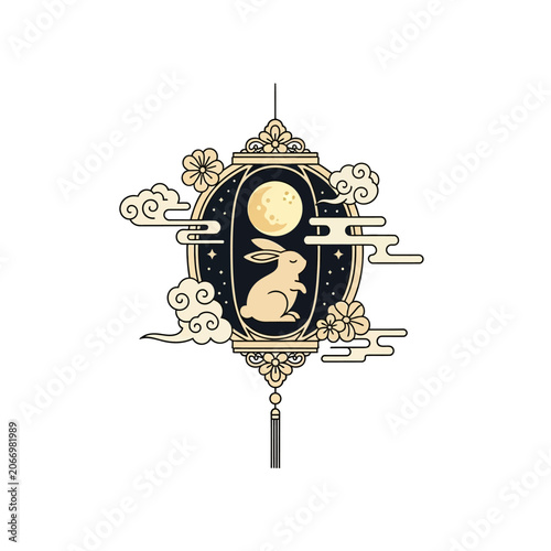 Woman face with closed eyes moon.
