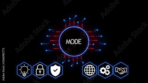MODE Global Business Communication Network Icon Design with Connected People and Digital Technology Concept