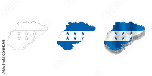 Картината върху платно Honduras flag map flags maps country borders Central America Central America