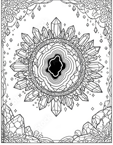Intricate Black and White Mandala with Geometric Patterns for Meditation and Art