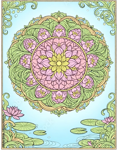 Intricate Mandala Design with Floral and Leaf Patterns for Artistic Decor