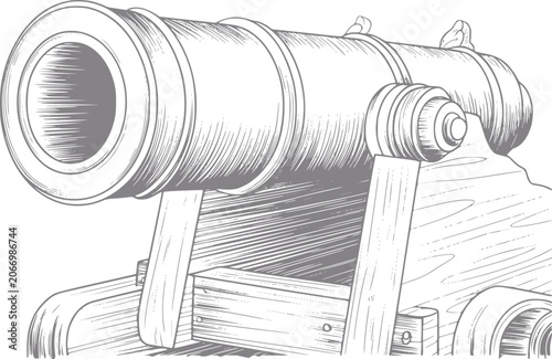 Photography 歴史的な大砲の詳細なヴィンテージイラスト