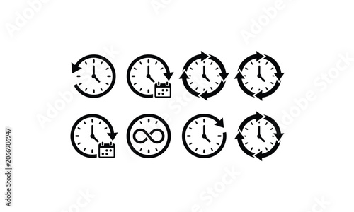 Time management and deadline scheduling watch icons collection.