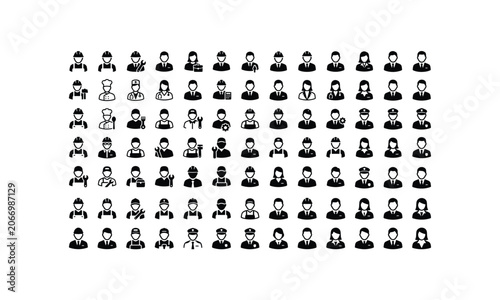 Occupation and profession avatar icons set for people profile.