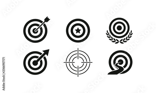 Target goal icons for success, achievement, and business aim concepts.