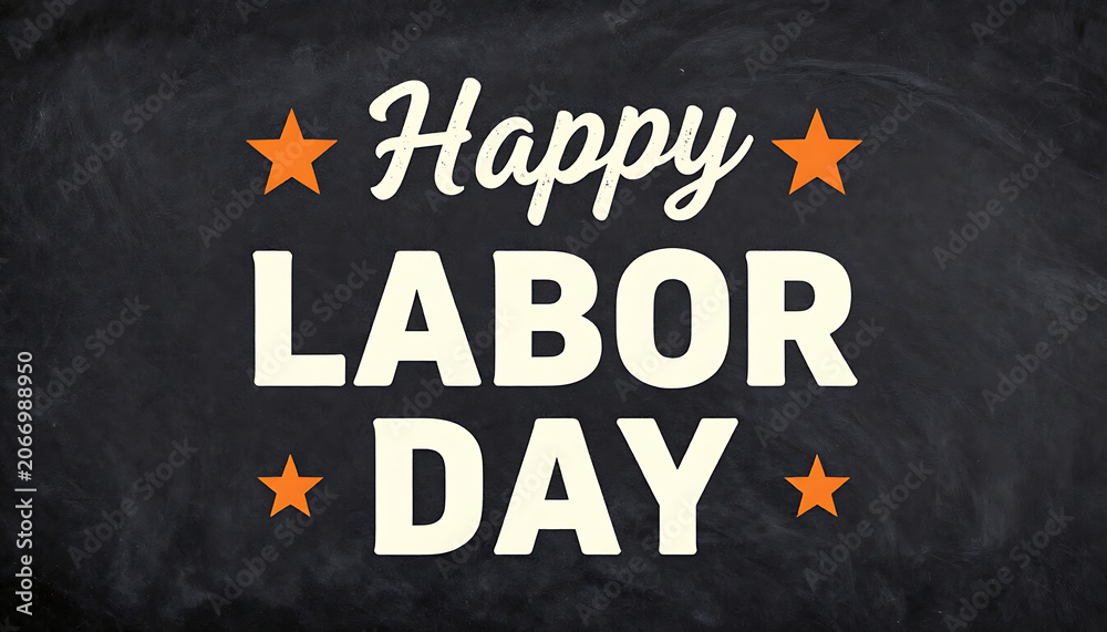 Fototapeta premium Labor Day Poster – Bold Text with Orange Stars