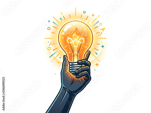 Lightbulb with glowing idea concept illustration.