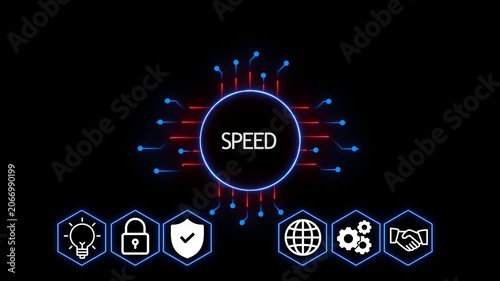 SPEED Global Business Communication Network Icon Design with Connected People and Digital Technology Concept