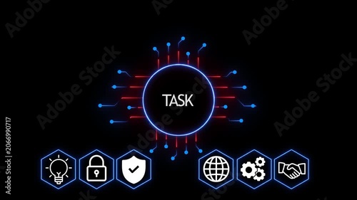 TASK Global Business Communication Network Icon Design with Connected People and Digital Technology Concept