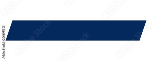 solid dark blue ribbon banner with a slight parallelogram shape on a clean white background.