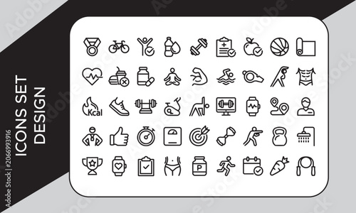 Awards and Achievements Outline Icons Set
Achievement and Award Line Icon Elements Collection
Fitness and Sport Line Icon Elements Collection, Sports Equipment Line Icons Set, Sports Icons: Running, 