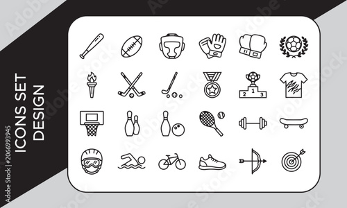 Awards and Achievements Outline Icons Set
Achievement and Award Line Icon Elements Collection
Fitness and Sport Line Icon Elements Collection, Sports Equipment Line Icons Set, Sports Icons: Running, 