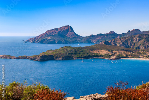 Slika na platnu Aerial panorama of Arone beach, Piana, Corsica, France