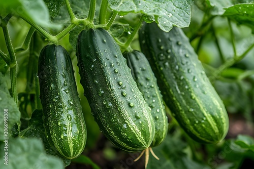 Home garden cucumber crop with vibrant green growth wallpaper