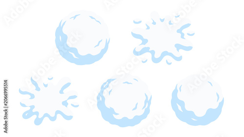 Cuadro en lienzo Cartoon snowballs and icy splashes isolated set